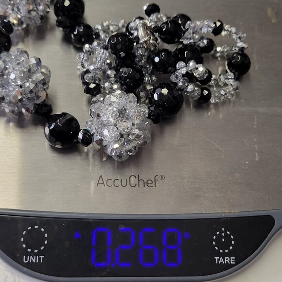 Clear Glass Crystal and Black Bead Necklace Set with Earrings - Picture 9 of 9
